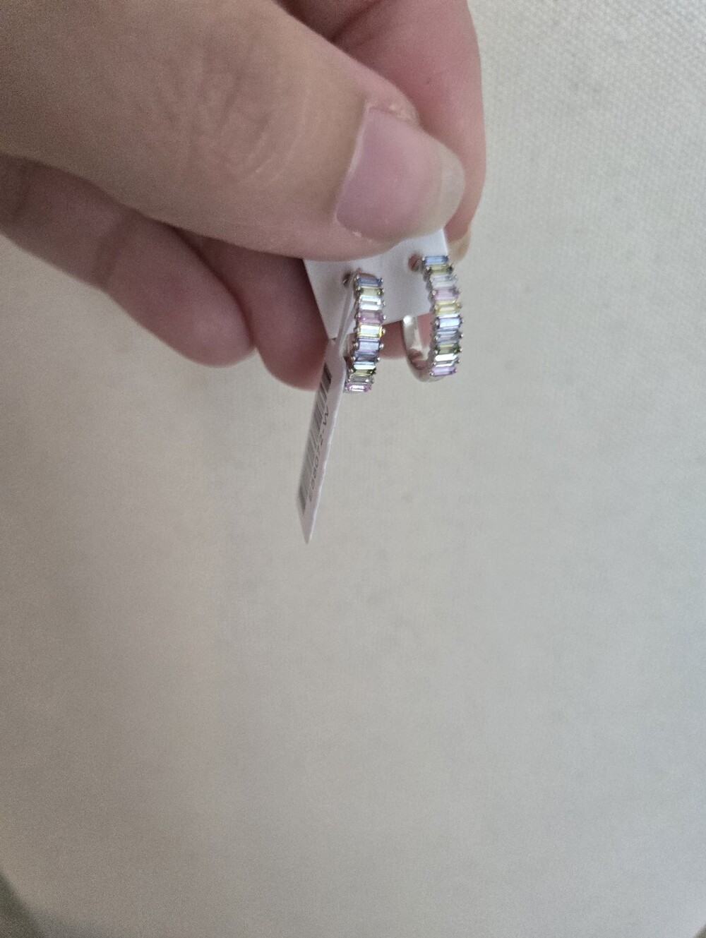Sterling Silver NWT Pastel Rainbow Hoop Earrings - Multicolor - Picture 4 of 6